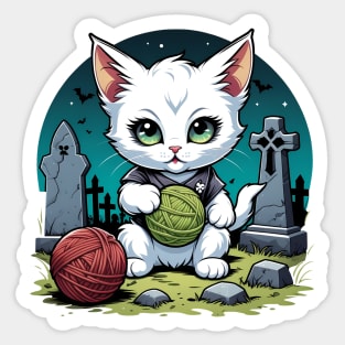 Creepy Kitten at Graveyard Sticker